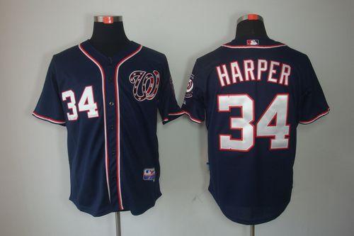 Nationals #34 Bryce Harper Navy Blue Cool Base Stitched MLB Jersey